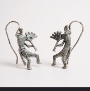 Native American Sterling Silver Kokopelli Dangle Earrings